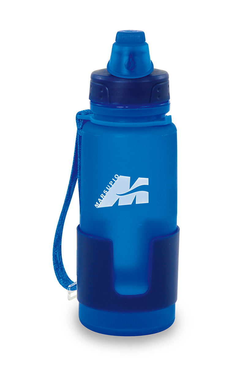 BOTELLA MARSUPIO PLEGABLE DE SILICONA PLATINUM AZUL MAGIBOTM00S