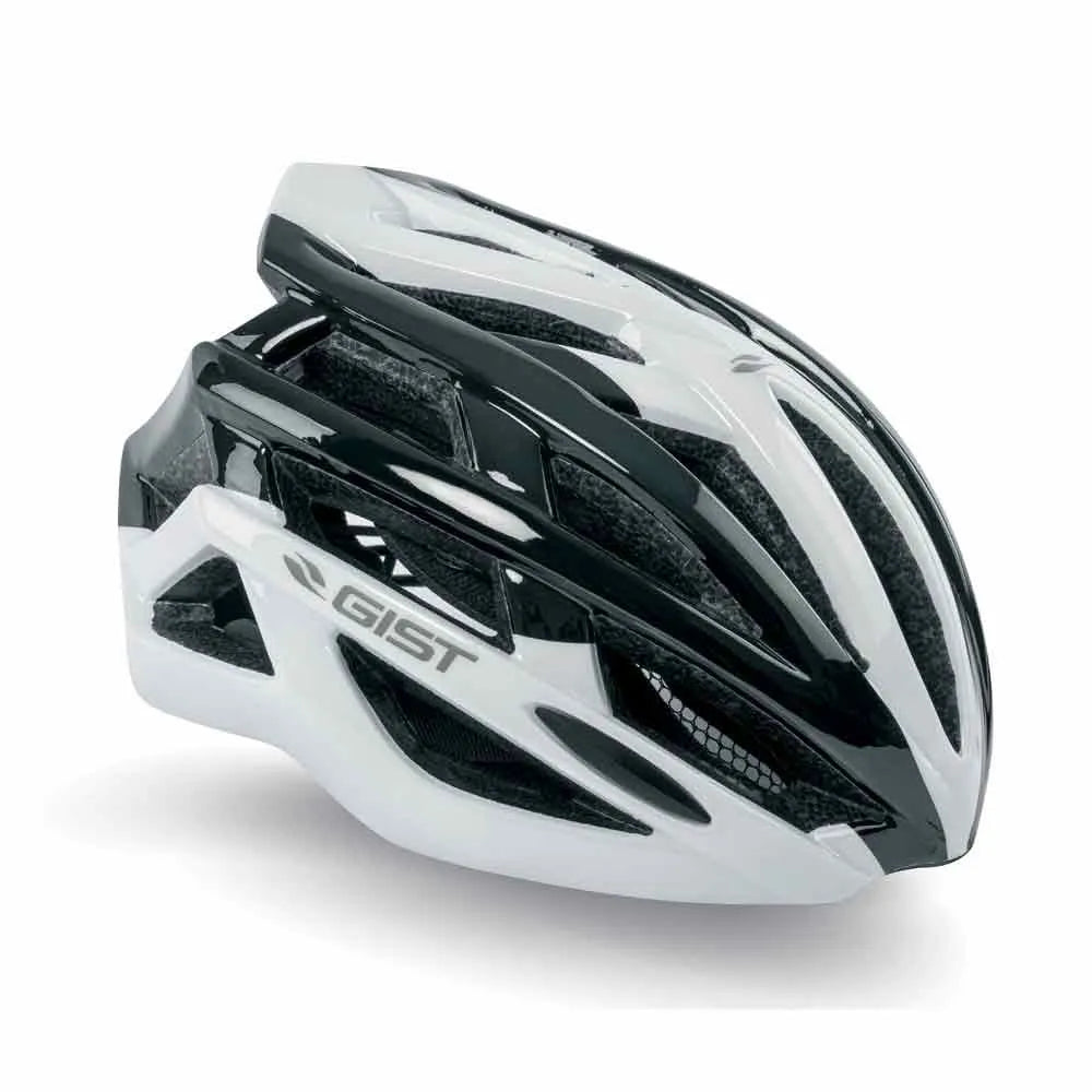 Casco de ciclismo GIST Planet blanco negro aerodinámico y ventilado