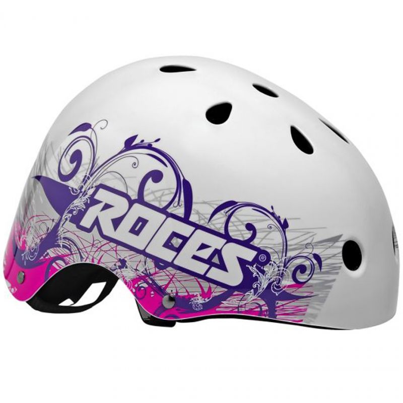 Casco de patinaje Roces Aggressive blanco rosa para skate y scooter