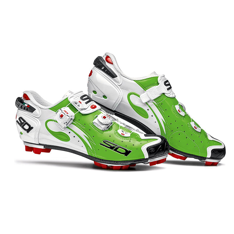 Zapatillas de ciclismo Sidi MTB Drako Carbon SRS Green Fluo White compatibles con SPD