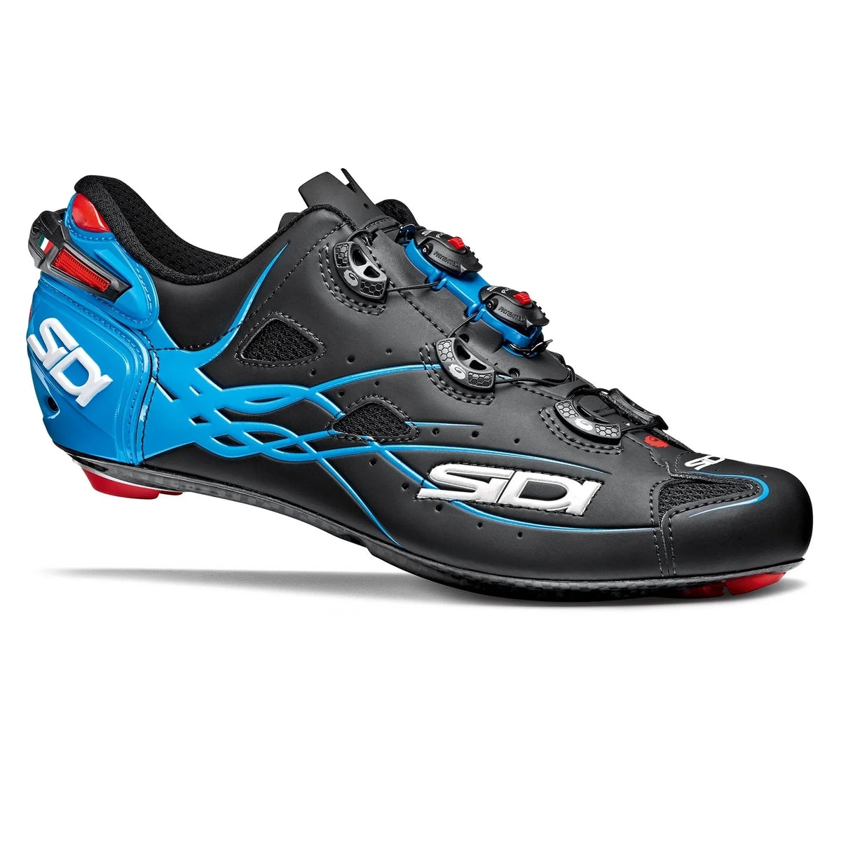 Zapatillas de ciclismo Sidi Shot Matte negro azul claro con suela de carbono