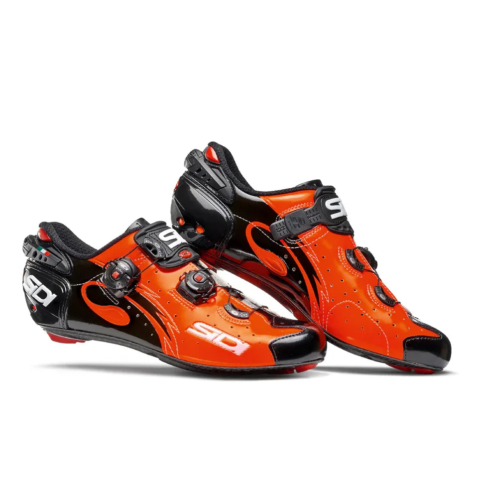Zapatillas de ciclismo Sidi Wire Carbon Lucido naranja negro con suela de carbono