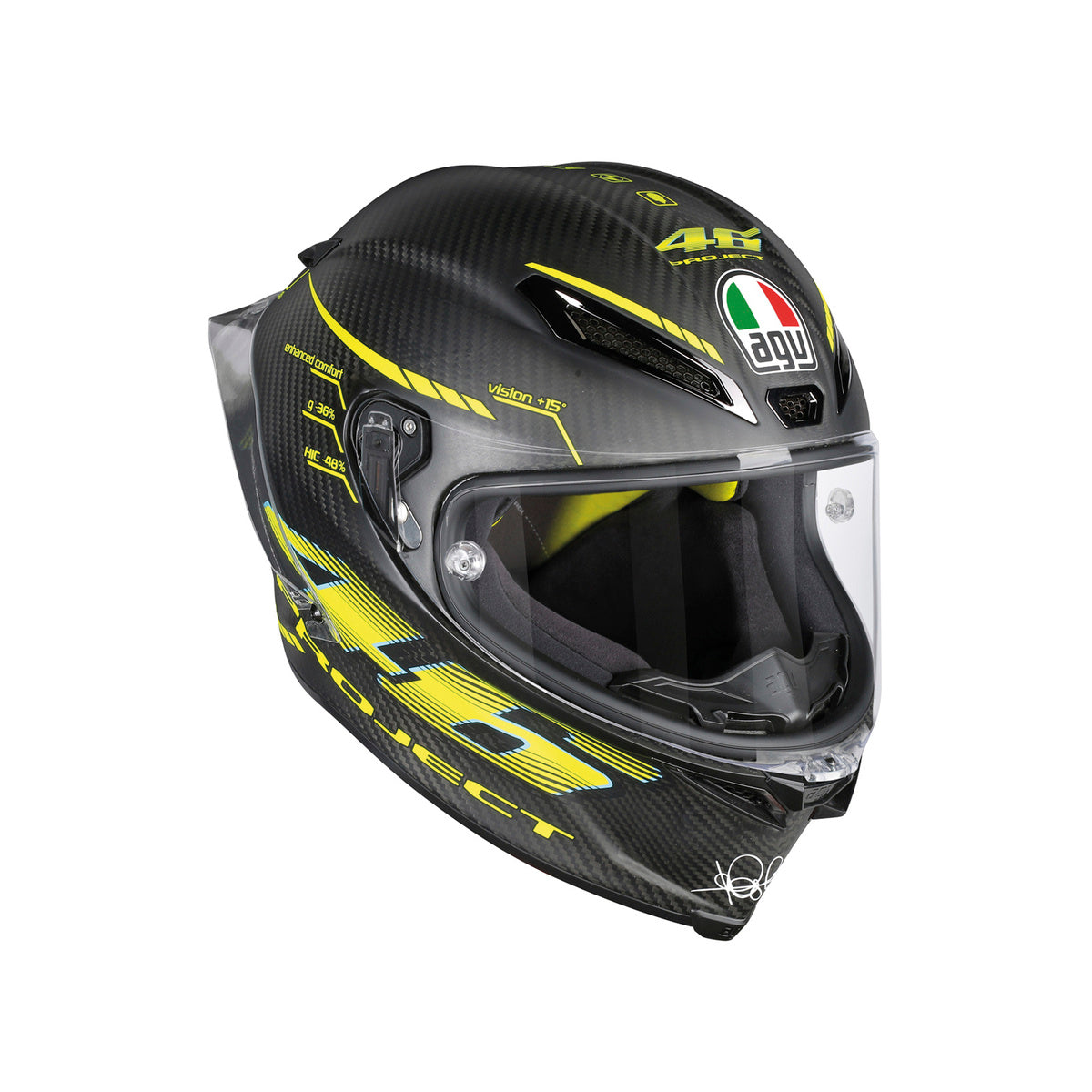 Casco integral AGV Pista GP R Rossi Project 46 2.0 Carbon Matt vista frontal carbono mate
