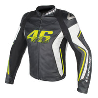 Chamarra para Moto Dainese VR46 D2 Leather Negro Amarillo