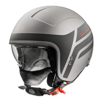 Casco para moto Premier Rocker Visor ON 17 BM Jet gris y rojo con visor solar integrado