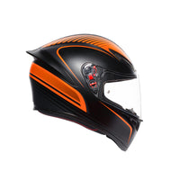 Casco AGV K1 S Warmup negro naranja lateral derecho sistema XQRS visera Ultravision
