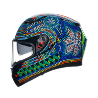 Casco AGV K3 Rossi Winter Test 2018 lateral izquierdo gráfico réplica Movistar Yamaha
