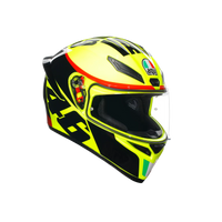 Casco integral AGV K1 S Grazie Vale Valentino Rossi vista frontal amarillo negro
