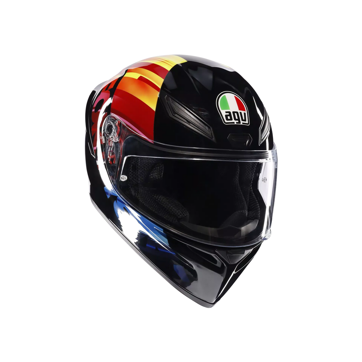 Casco integral AGV K1 S Pulse 46 Valentino Rossi vista frontal negro amarillo azul
