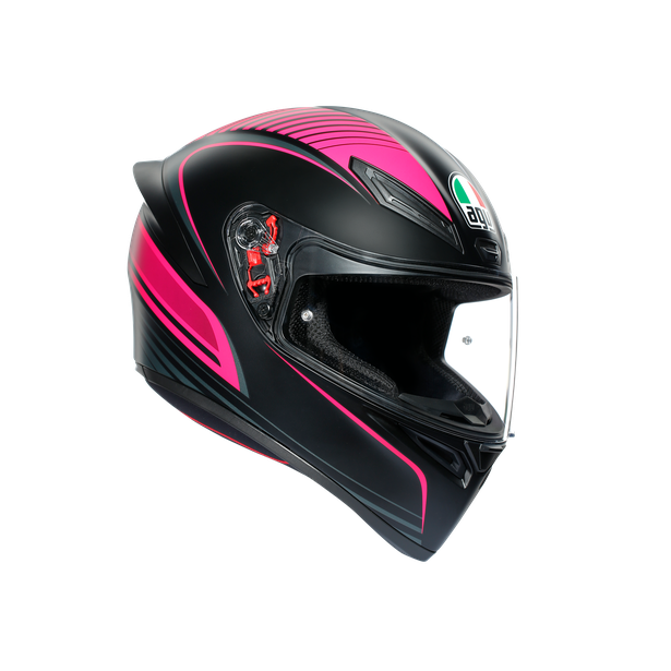 Casco integral AGV K1 S Warmup negro rosa vista frontal
