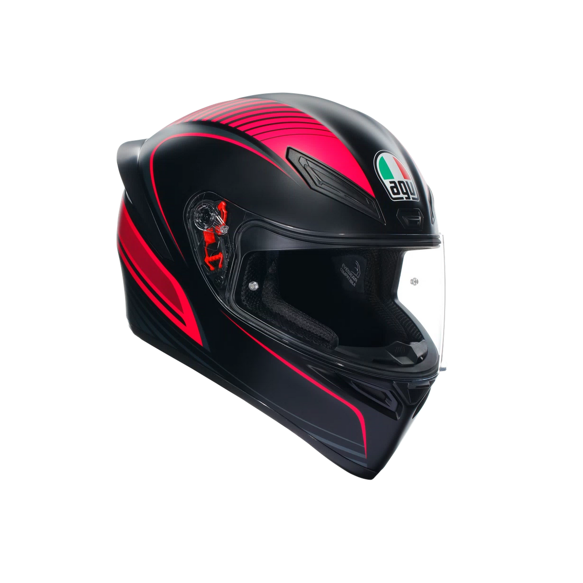 Casco integral AGV K1 S Warmup negro rosa vista frontal
