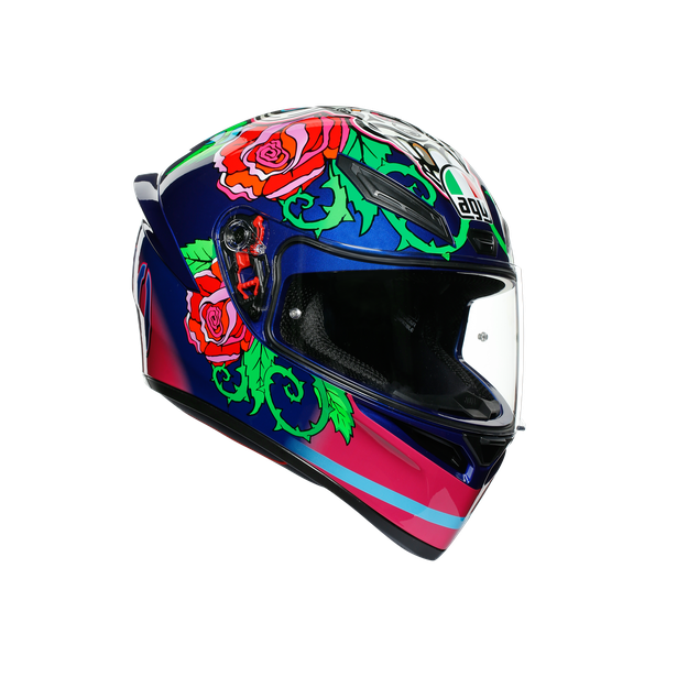 Casco integral AGV K1 Salom réplica Luis Salom vista frontal negro rojo blanco
