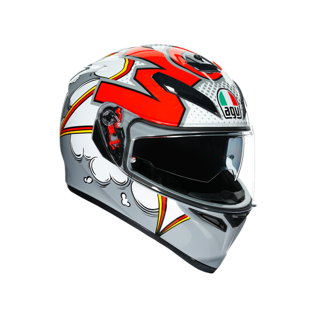 Casco integral AGV K3 SV Bubble Gris vista frontal diseño orgánico
