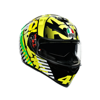 Casco integral AGV K3 SV Tribe 46 Valentino Rossi vista frontal negro rojo blanco
