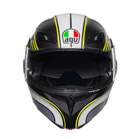 Casco modular AGV Compact ST Boston negro mate vista trasera extractores cinta nuca reflectante

