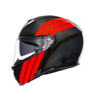 Casco modular AGV Sportmodular Stripes carbono rojo lateral izquierdo gráfico racing