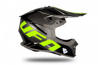 Casco motocross UFO Intrepid gris amarillo lateral derecho