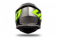 Casco motocross UFO Intrepid gris amarillo vista trasera extractores de aire trasero