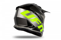 Pico ajustable casco motocross UFO Intrepid gris amarillo compatible collarín cervical
