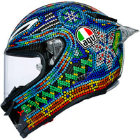 Casco integral AGV Pista GP R Rossi Winter Test 2018 vista frontal negro azul amarillo carbono