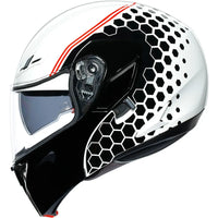 vista lateral izquierda casco modular AGV Compact ST Vermont blanco rojo