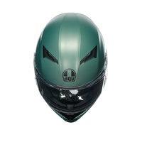 Vista superior casco AGV K3 verde salvia para moto