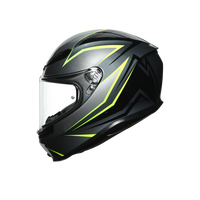 Vista lateral izquierda casco AGV K6 Flash gris negro lima