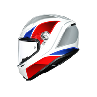Vista lateral izquierda casco AGV K6 Hyphen blanco rojo azul