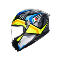 Vista lateral izquierda casco AGV K6 S Joan Mir negro azul amarillo