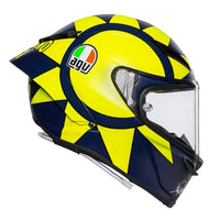 Vista lateral derecha casco AGV Pista GP RR Rossi Soleluna 2019