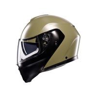 Vista lateral izquierda casco AGV Streetmodular verde pastello negro