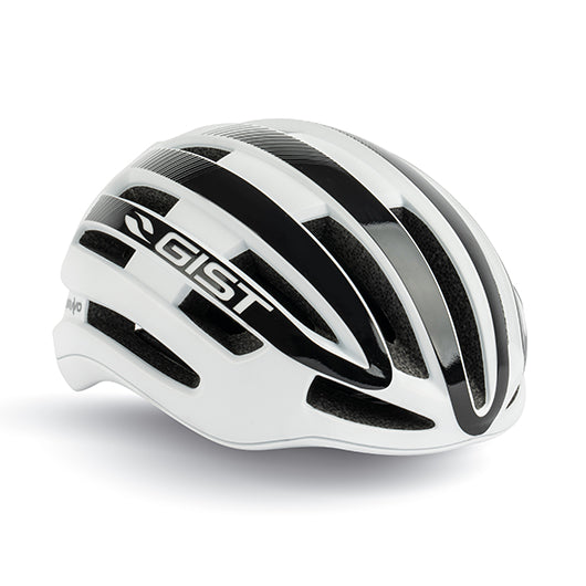 Casco de ciclismo GIST Bravo blanco aerodinámico con cierre Fidlock