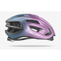 Vista lateral derecha del casco Rudy Project Egos lila azul avio metal brillante mate