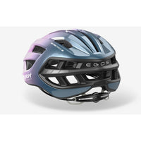 Vista trasera del casco Rudy Project Egos lila azul avio metal brillante mate