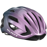 Casco de ciclismo Rudy Project Egos lila azul avio metal brillante mate con 23 ventilaciones y sistema RSR11