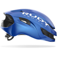 Vista lateral derecha del casco Rudy Project Nytron azul metalizado negro mate