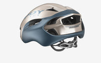 Vista trasera del casco Rudy Project Nytron champagne azul avio metal mate