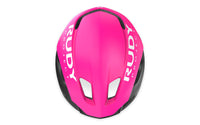 Vista superior del casco Rudy Project Nytron rosa fluorescente negro mate
