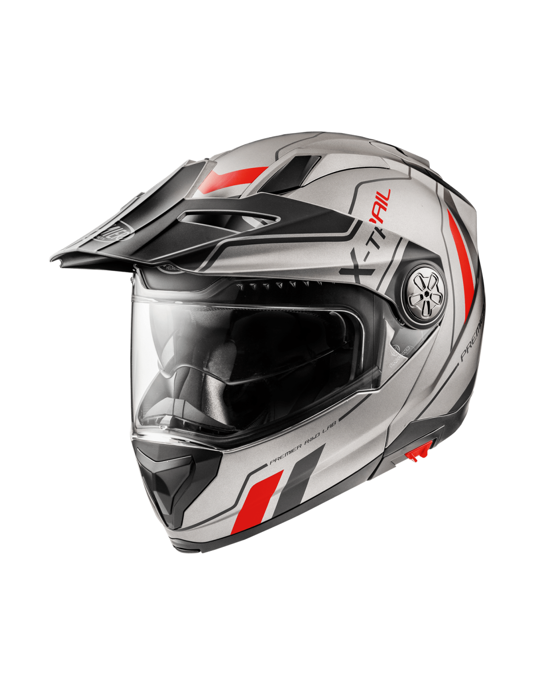Casco modular para moto Premier X-Trail XT 17 BM gris y rojo estilo adventure touring