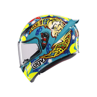 detalle lateral del casco para moto agv k1 s rossi mugello 1999 con logo agv