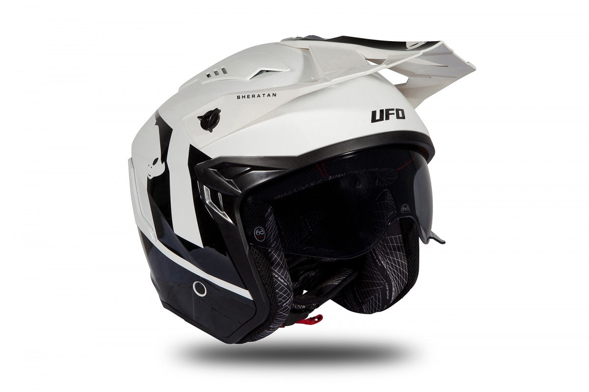 casco moto jet ufo sheratan negro blanco ece 22.06 en México