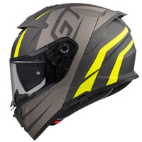 Vista lateral izquierda casco Premier Devil GT Y BM gris amarillo