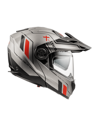 Vista lateral derecha casco modular Premier X-Trail XT 17 BM gris rojo
