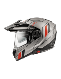 Vista lateral izquierda casco modular Premier X-Trail XT 17 BM gris rojo