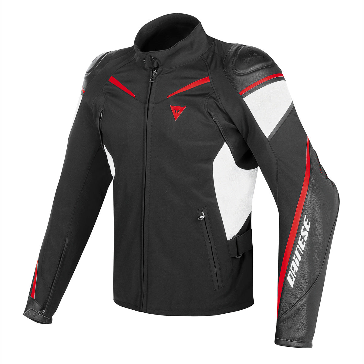 Chamarra para moto Dainese Street Master Leather Tex negro rojo de estilo deportivo