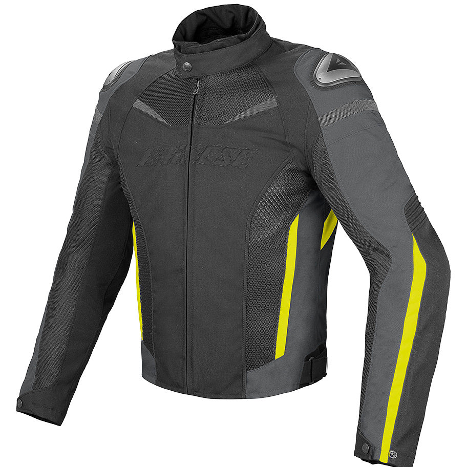 Chamarra para moto Dainese Super Speed D-Dry gris amarillo flúor impermeable