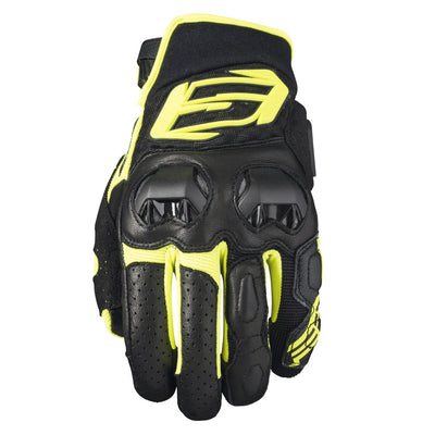 Guantes Moto Five SF3 Negro Amarillo Fluor Racing