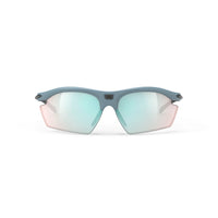 Vista frontal de los lentes de ciclismo Rudy Project Rydon Glacier Mate con mica Multiláser Osmium