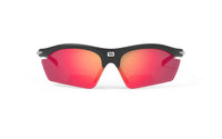 Vista frontal de los lentes de ciclismo Rudy Project Rydon Readers Negro Mate con mica Multiláser Roja +1.50