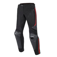 Pantalón para moto Dainese MIG Leather-Tex negro rojo lava ventilado para conducción urbana y deportiva